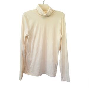 Madewell Women's Cream Ribbed Turtleneck Top Size Large